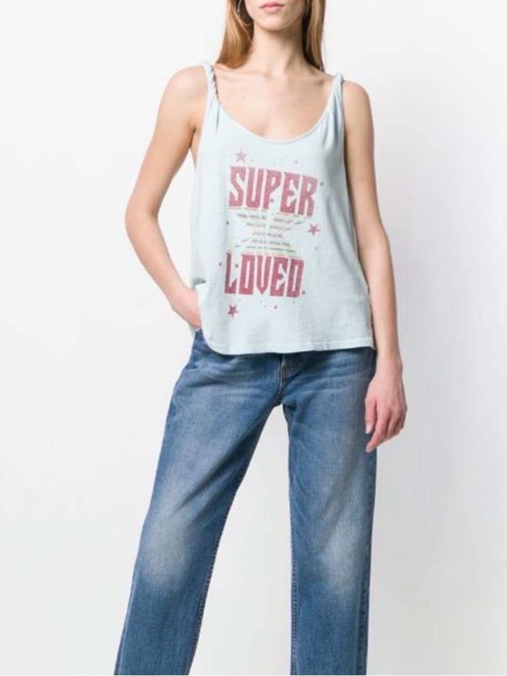 NWT Current Elliott Super Loved The Twisted Tank Top Blue, 4